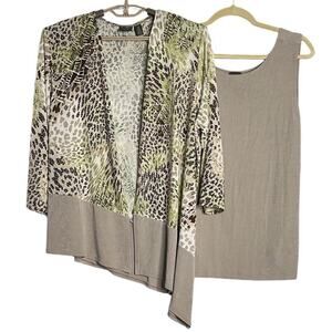 Travelers By Chico's Jacket & Tank Top Women 3 or XL Animal Print Asymmetric Hem